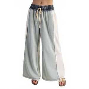 NEW STYLE USA color block denim drawstring pants in sage